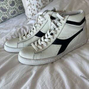 DIADORA White and Black High-Top Sneakers